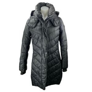 Abercrombie & Fitch Womens Black Full Zip Down Parka Hooded Puffer Coat Jacket S